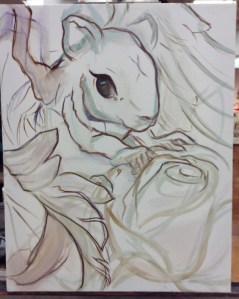 another flying rodent painting in progress