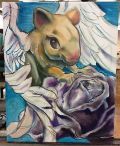 another flying rodent painting in progress