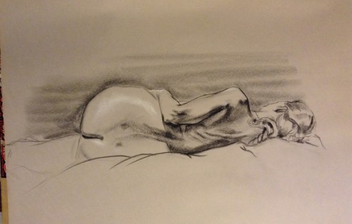 figure drawing back female lying