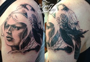 start of Freyja tattoo