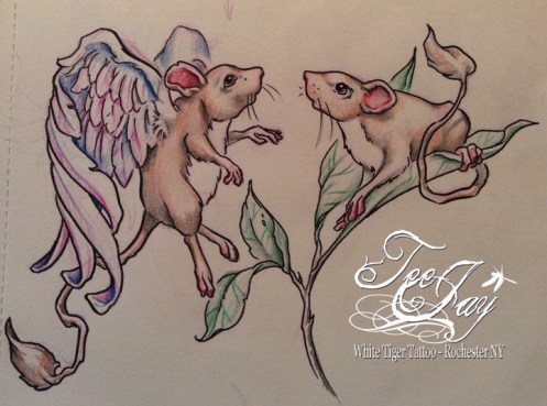 couple of mice - one with wings