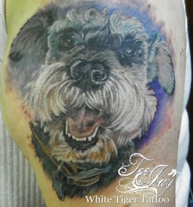 color dog portrait tattoo