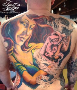 Pandora tattoo in progress