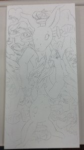 bunny suicide queen transferred to canvas