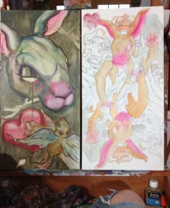 bunny paintings in progress