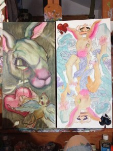bunny paintings in progress