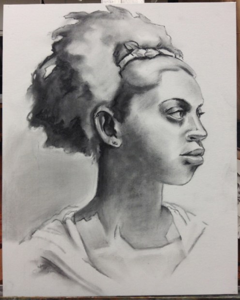 charcoal on canvas