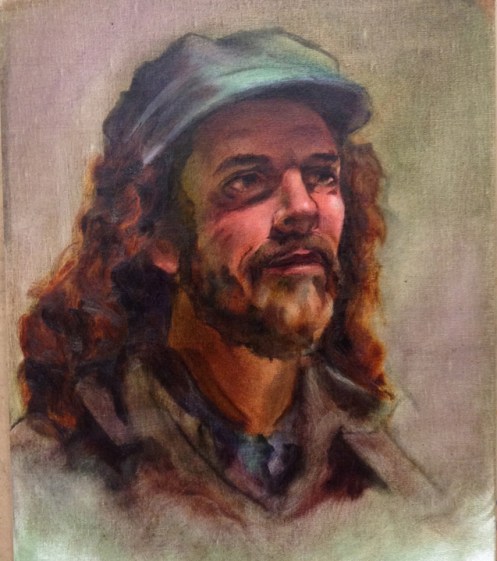 Oil painting portrait underpainting