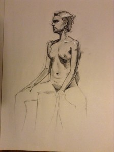 female figure drawing sitting