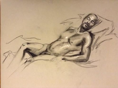 male figure drawing reclining