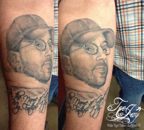 memorial portrait tattoo healed