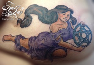 bicycle tattoo covering scars