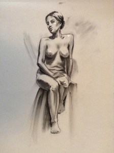 figure drawing female seated on stool