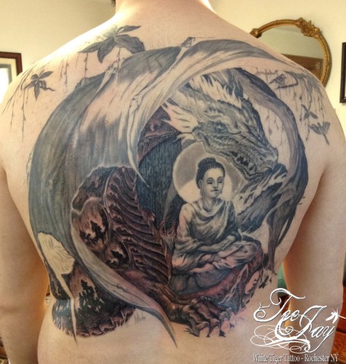 Buudha Back piece tattoo in progress