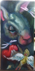 sad bunny painting in progress