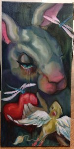 sad bunny painting in progress