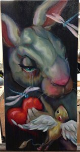 sad bunny painting in progress