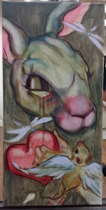 sad bunny painting in progress