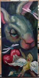 sad bunny painting in progress