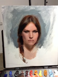 Casey Baugh portrait in progress 