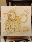 March hare painting in progress