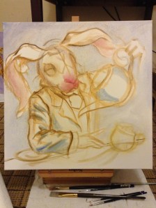 March hare painting in progress