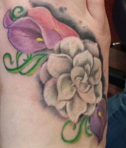 foot flowers tattoo