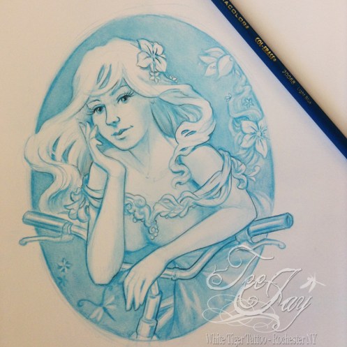 bicycle lady drawing 