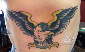 traditional eagle tattoo stomach