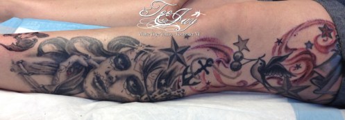 leg tattoo - day of the dead woman