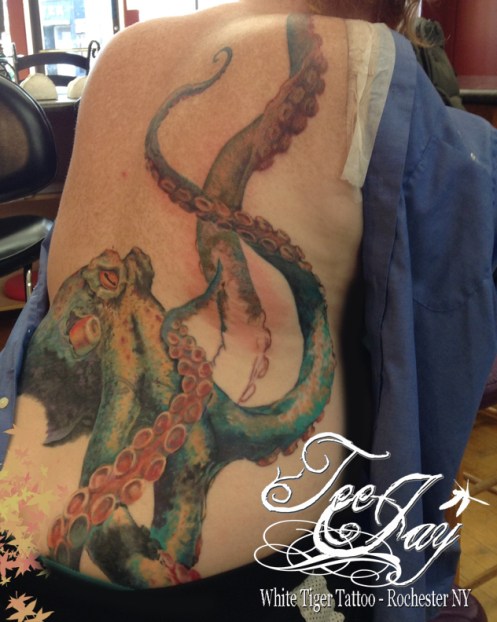 octopus tattoo in progress