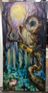 owl painting in progress