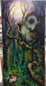 owl painting in progress