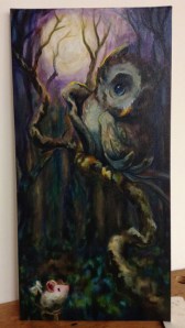 owl painting in progress