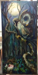 owl painting in progress