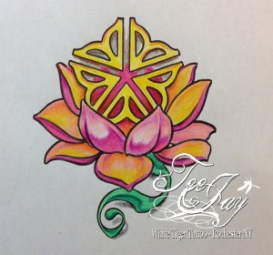 Rochester Flower Lotus Tattoo design