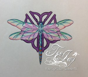 Rochester Flower dragonfly tattoo flash