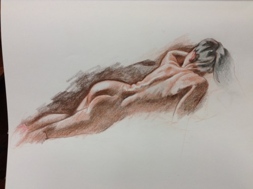 figure drawing woman back reclining