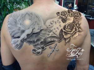 composite of tattoo in place