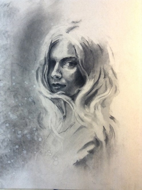 female charcoal drawing