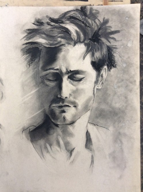 male charcoal drawing