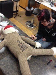 holly and sock monkey