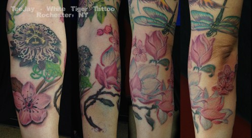 floral sleeve tattoo