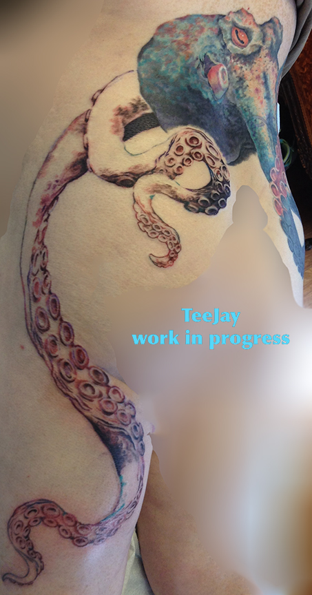 octopus tattoo in progress