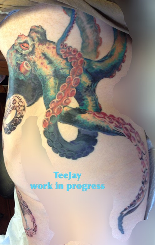 octopus tattoo in progress