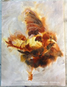 dead bird painting in progress
