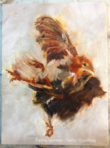 dead bird painting in progress