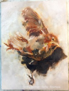 dead bird painting in progress