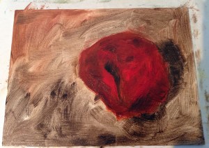 cherry painting in progress