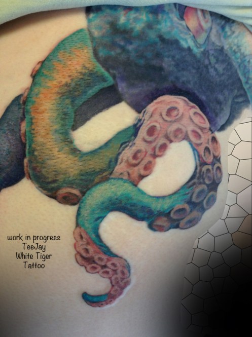 octopus tattoo in progress